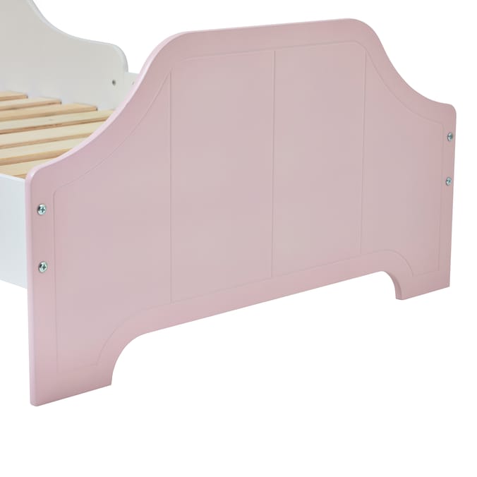 Liberty House Toys Two Tone Toddler Bed and 9 Bin Storage Unit Set - White & Pink