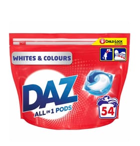 Daz All-In-1 Pods Washing Liquid Capsules For Whites & Colours 54 Washes
