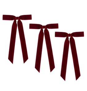 Winter Charm Velvet Long Tail Bow 3 Pack - Dark Red