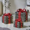 Light Up Snowy Rattan Gift Boxes