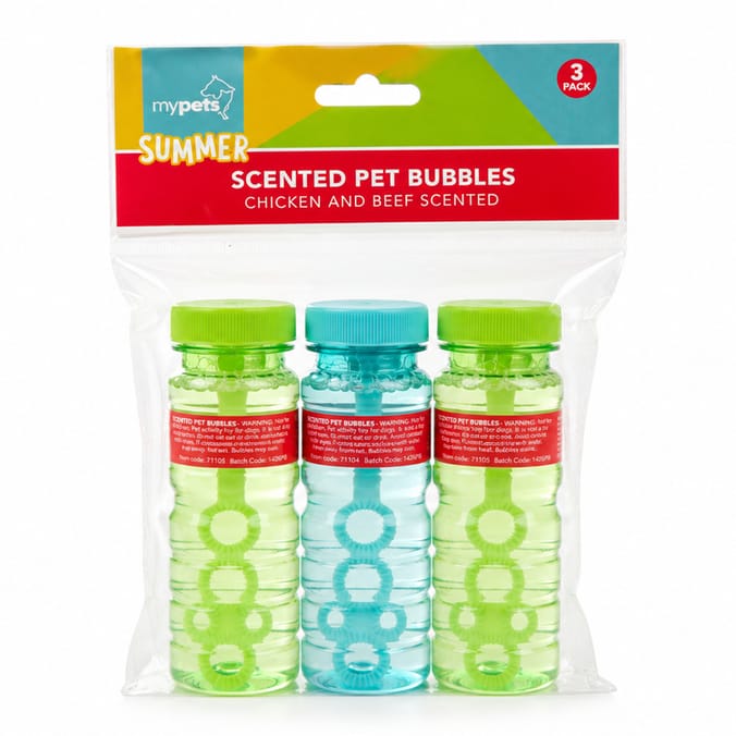 Pet Summer Scented Bubble Wand 3 Pack - Chicken And Beef Scented 