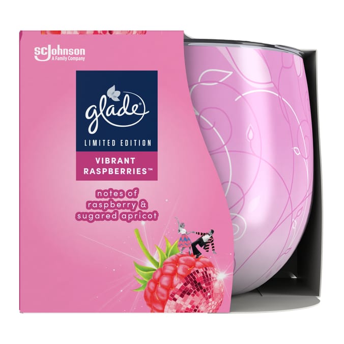 Glade Scented Candle Sleeved Vibrant Raspberries 120g