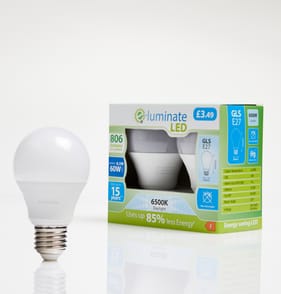 E-Luminate LED GLS E27 Daylight Light Bulb 2 Pack - 806 Lumens