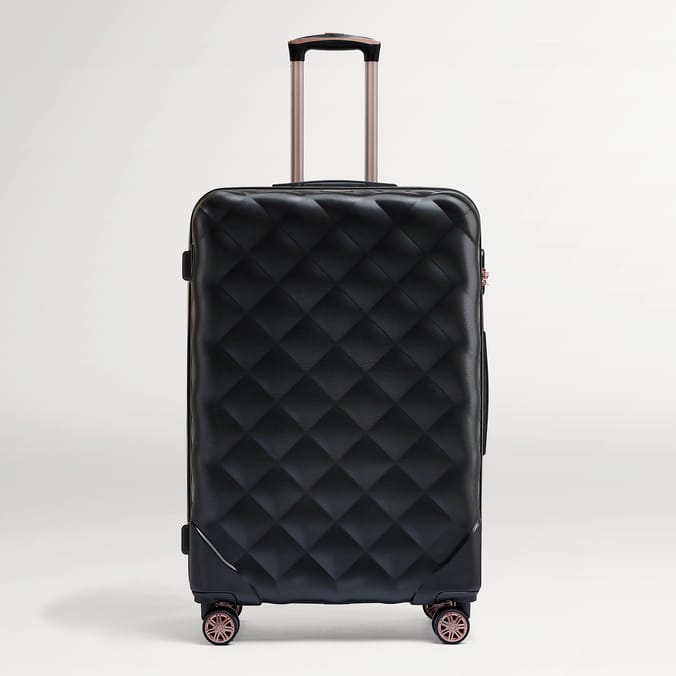 Salisburys Embossed Quilted Shell Suitcase - Black