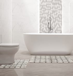 Tufted 2 Piece Checkered Bath & Pedestal Mats - Grey