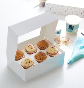 Jane Asher White Cupcake Boxes Holds 6 Cupcakes 4 Pack