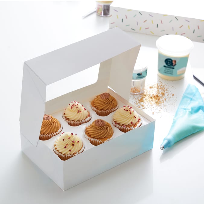 Jane Asher White Cupcake Boxes Holds 6 Cupcakes 4 Pack