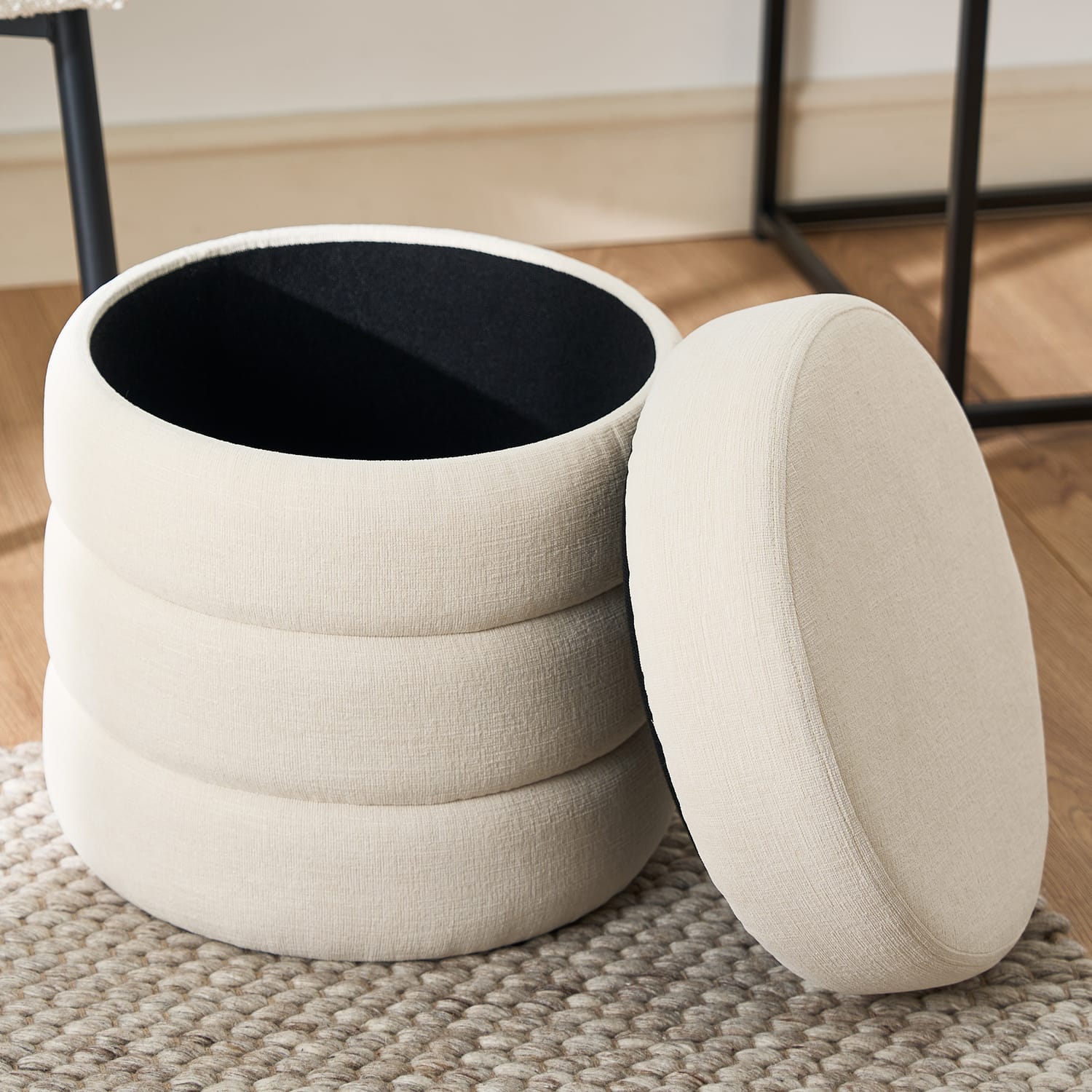 Home Collections Ribbed Boucle Storage Stool | Home Bargains