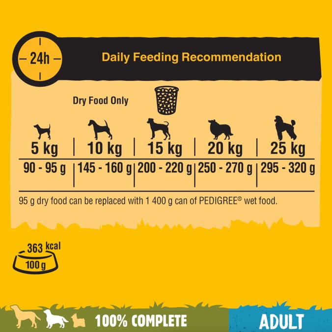 Pedigree Dry Complete Adult Dog Food with Chicken & Vegetables 3kg