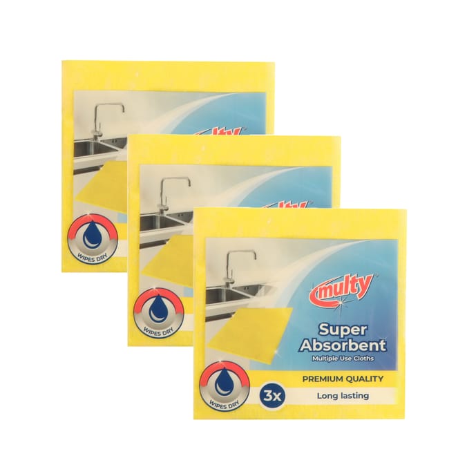 Multy Super Absorbent Multiple Use Cloth 3 Pack x3