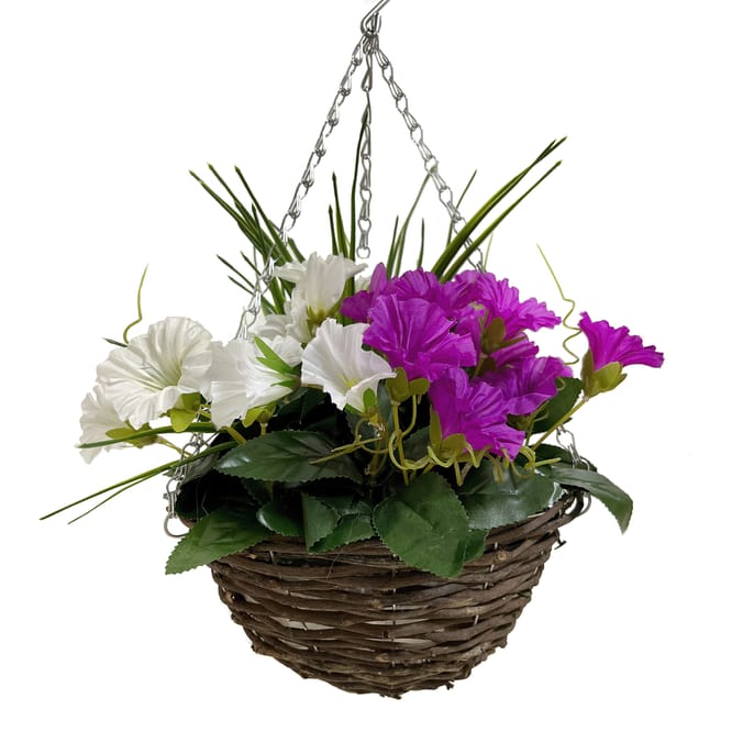 Jardin Artificial Hanging Petunia Basket Home Bargains