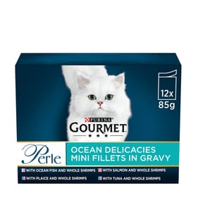 Gourmet Perle Ocean Delicacies In Gravy Wet Cat Food Pouches 12 x 85g