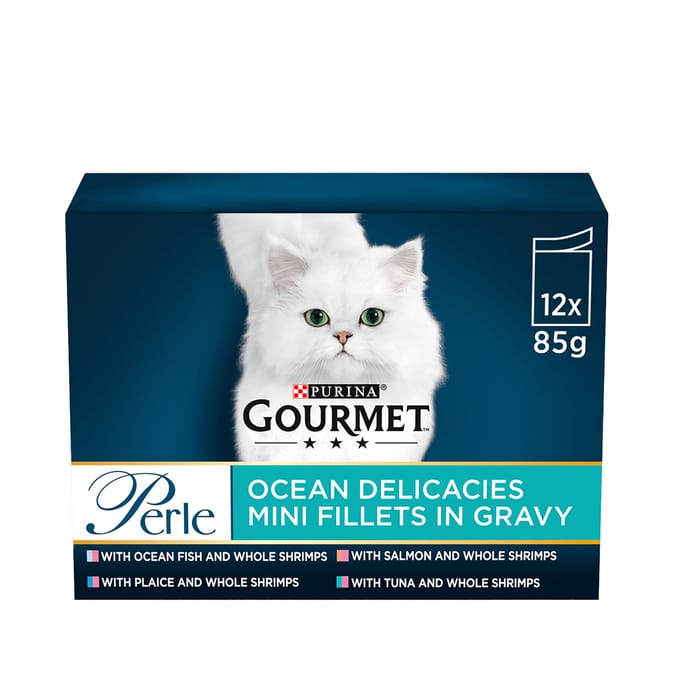 Gourmet Perle Ocean Delicacies In Gravy Wet Cat Food Pouches 12 x 85g