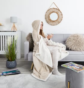 Home Collections Hooded Snuggle Blanket - Cream