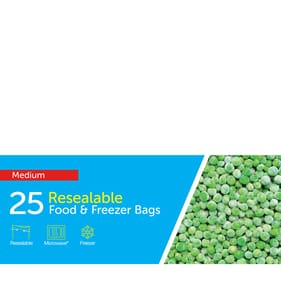 Resealable Food & Freezer Bags 25s Medium