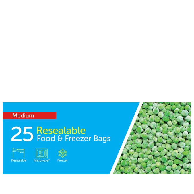 Resealable Food & Freezer Bags 25s Medium