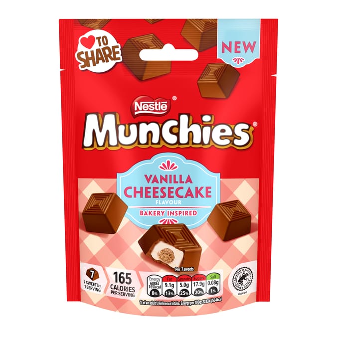 Munchies Vanilla Cheesecake Flavour Chocolate Sharing Bag 97g