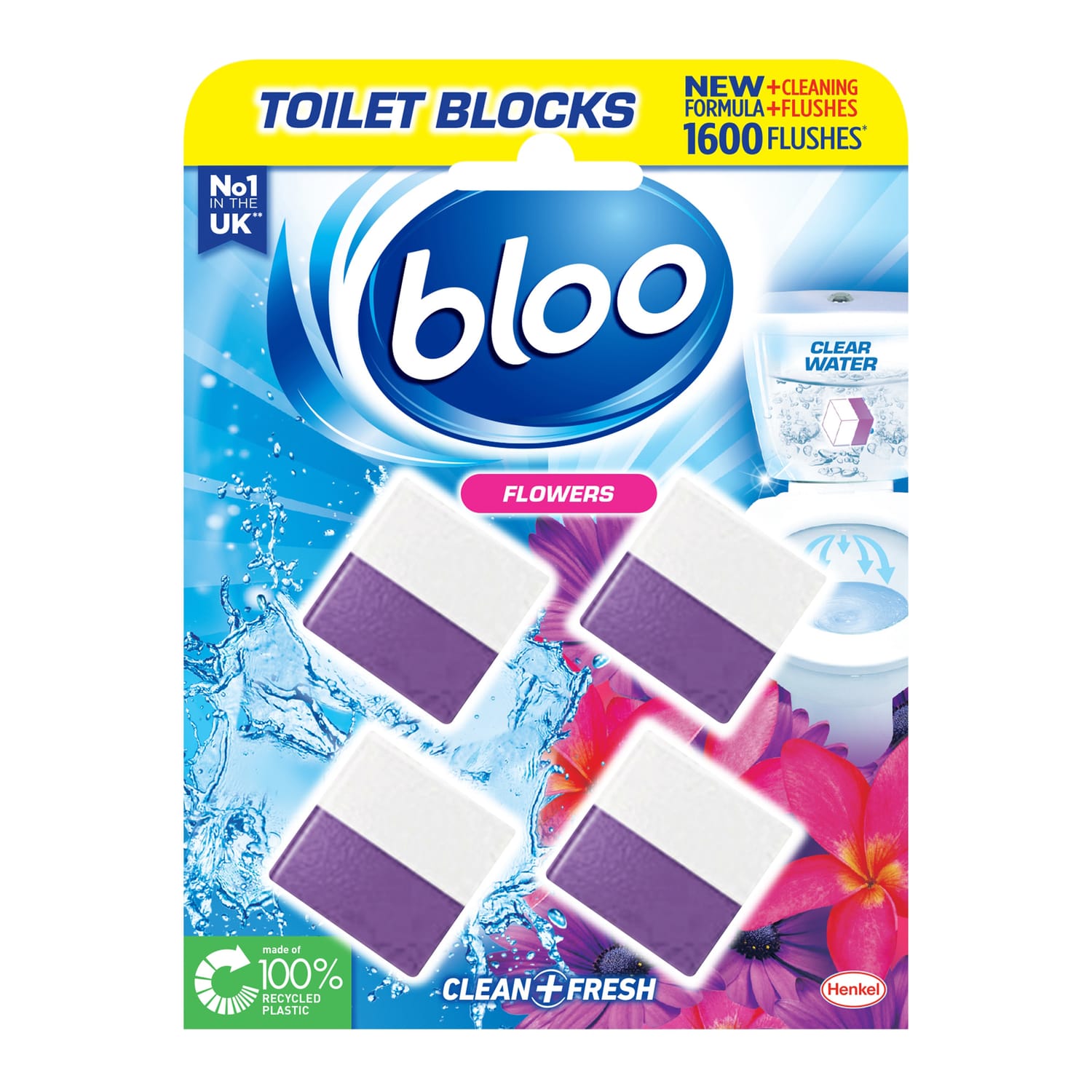 Flo Block Bloo Toilet Blocks 4x 50g - Flowers | Home Bargains