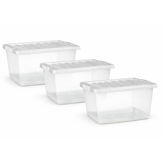 Everyday Essentials 20L Clear Storage Boxes 3 Pack | Home Bargains