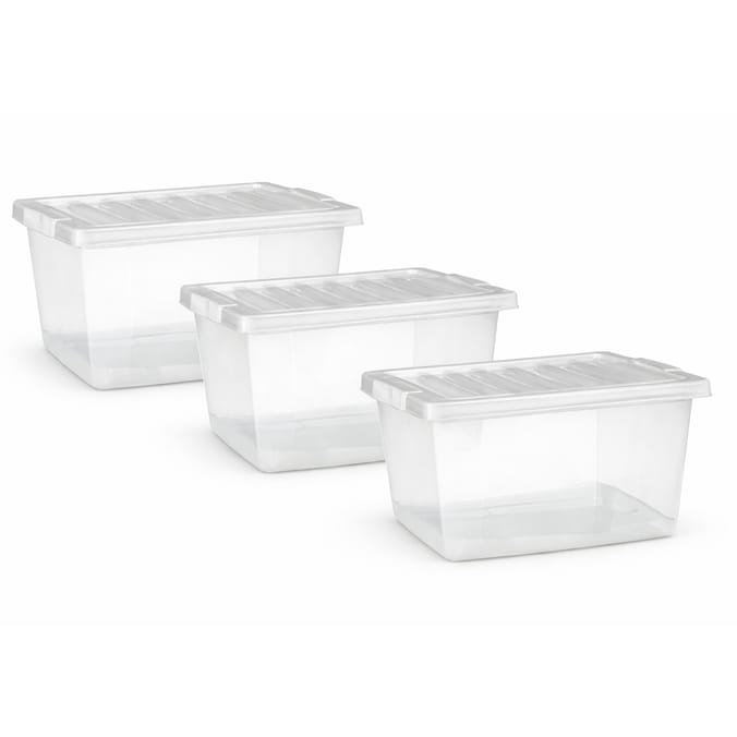 Everyday Essentials 20L Clear Storage Boxes 3 Pack