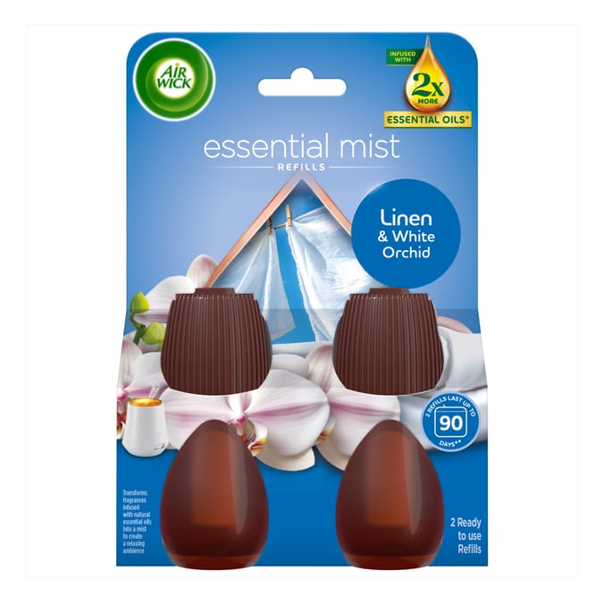 Air Wick Essential Mist Twin Refill 2x20ml - Linen & White Orchid