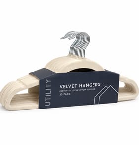 Utility 25 Non-Slip Velvet Hangers - Cream