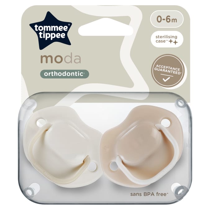 Tommee Tippee Moda Soothers With Steriliser Pod 0-6m