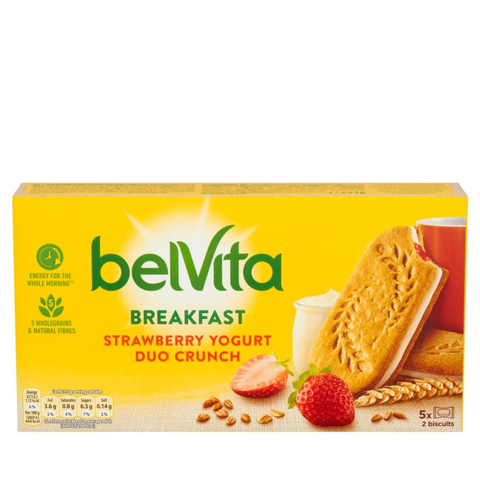 Belvita Breakfast Biscuits Duo Crunch Strawberry and Live Yogurt 5 Packs 253g