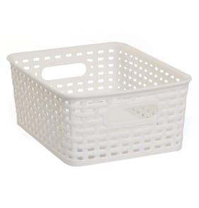 Utility Small Patterned Storage Basket - White