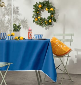 The Outdoor Edit Mediterranean Rectangle PVC Tablecloth - Blue