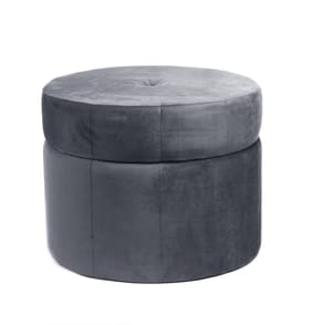 Home Collections Round Velvet Pouf - Grey