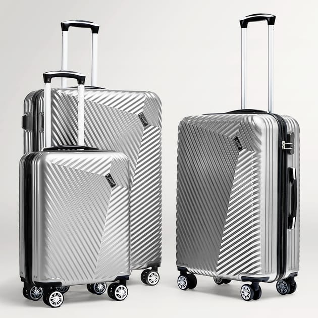 Salisburys Hard Shell Suitcase Silver Home Bargains