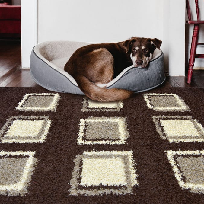 Essentials Verve Shaggy Cube Rug - Chocolate
