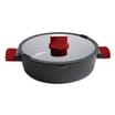 Betty Crocker 28cm Aluminium Forged Shallow Casserole with Lid Grey and Red