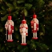 Sleigh Bells Nutcracker Christmas Tree Decoration 3 Pack - Red/White