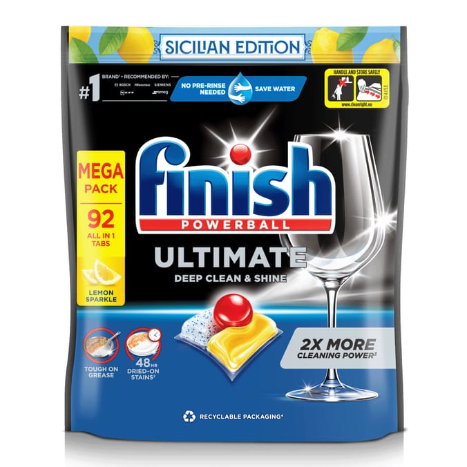 Finish Ultimate Deep Clean & Shine Dishwasher Tablets 92 Tabs - Sicilian Edition Lemon