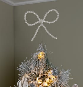 Winter's Tale Pearl Bow Christmas Tree Topper