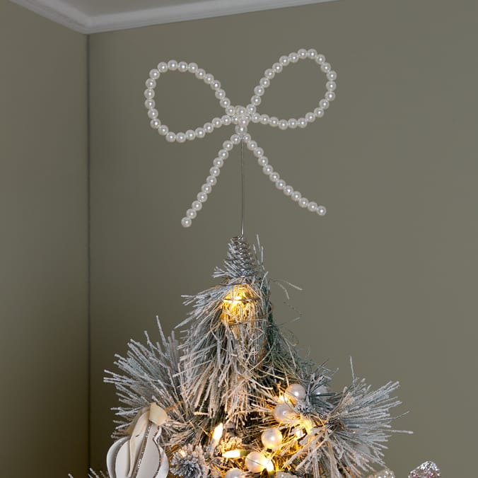 Winter's Tale Pearl Bow Christmas Tree Topper