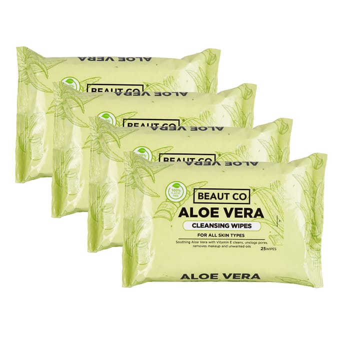 Beauty Co Aloe Vera Cleansing Wipes x4