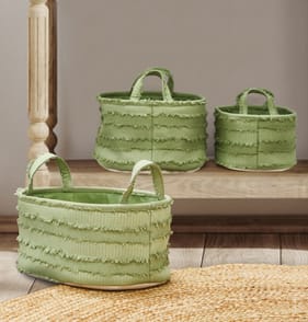 Home Collections Set Of 3 Tufted Baskets - Green