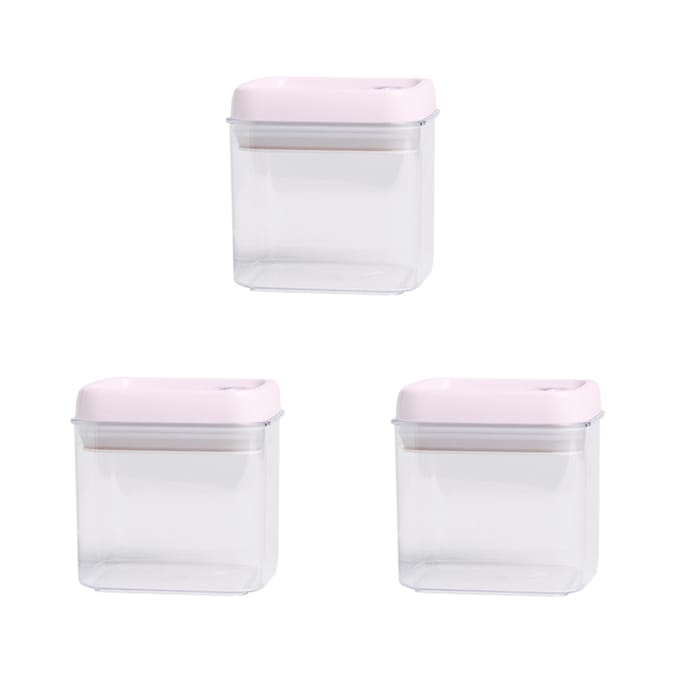 Kitchen Solutions 3 Square Lock Storage Containers 1.1l - Pink