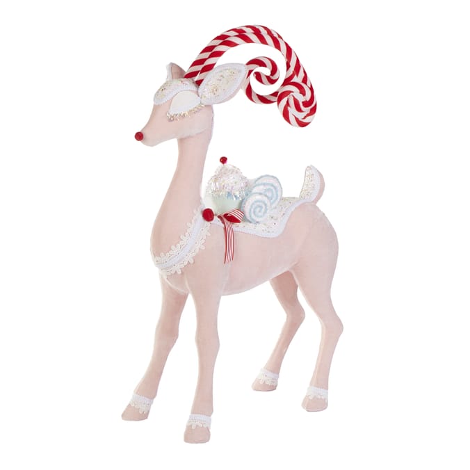 Joyful Pink Reindeer Plush Decoration