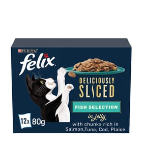 Felix Deliciously Sliced Fish Selection in Jelly Wet Cat Food Pouches 12 x 80g