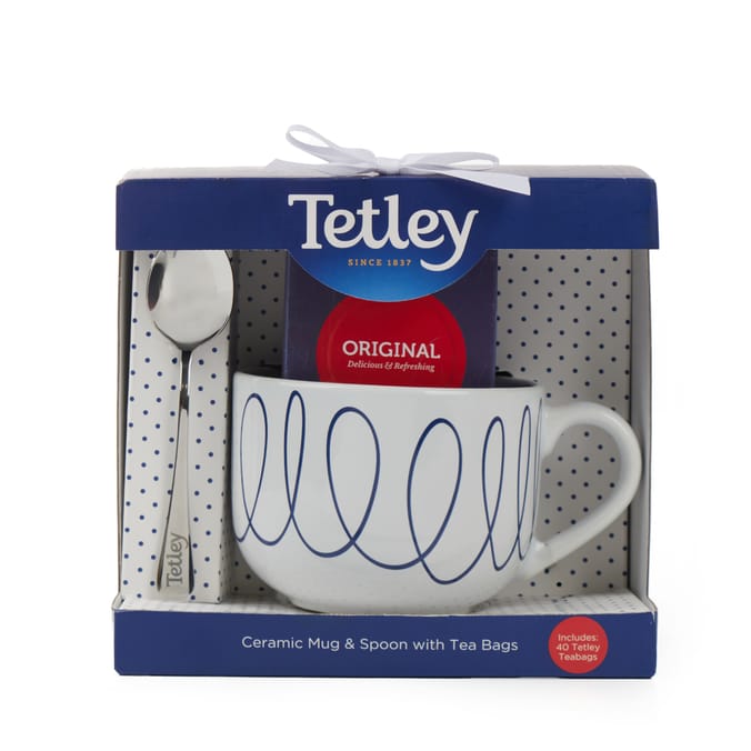 Tetley Ceramic Mug & Spoon With Tea Bags Set