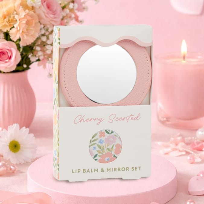 Mother's Day Lip Balm & Mirror Set - Cherry Scented