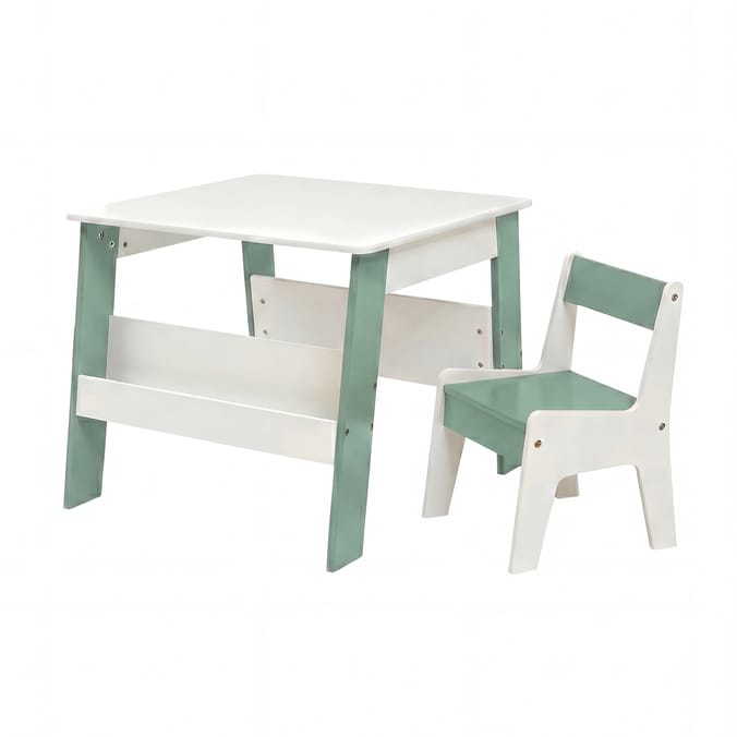 Liberty House Toys Kids Bookshelf Table And Chair - White & Forest Green