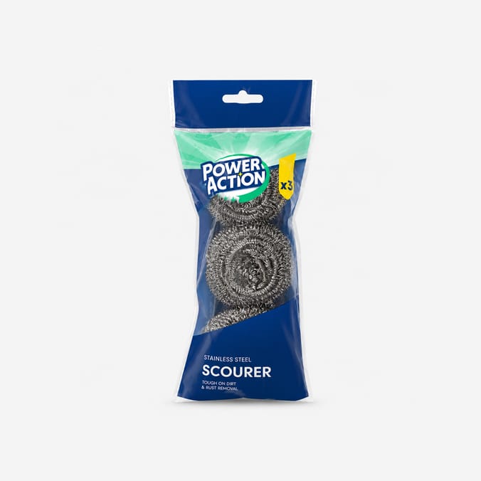 Power Action Stainless Steel Scourer 3 Pack x2