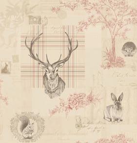 Richmond Wallpaper 98010 - Cranberry/Linen