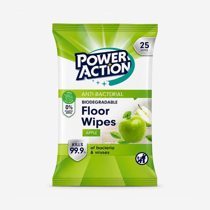Power Action XL Antibacterial Floor Wipes 25s x2