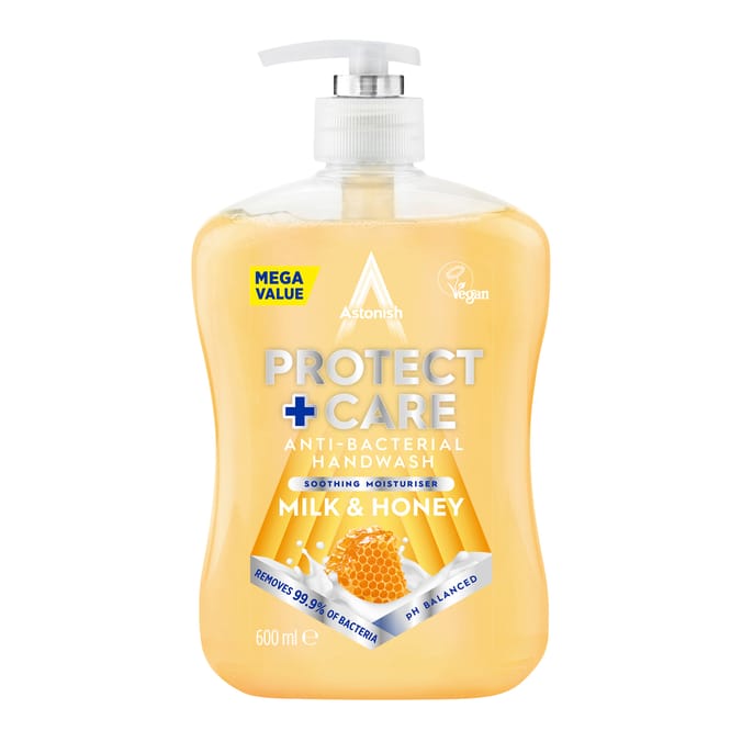 Astonish Protect + Care Anti-Bacterial Handwash Milk & Honey 600ml